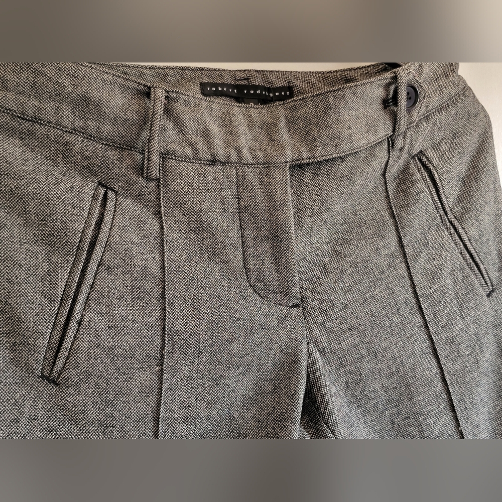 Women's Sz 2 Robert Rodriguez Gray/Black Tweed Cashmere Wool Blend Trousers NWT